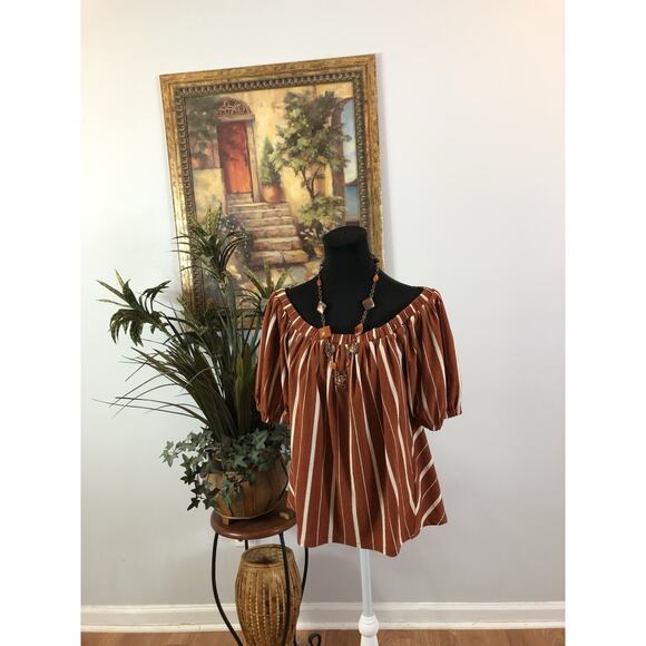 By Anthropology Women Blouse Small Off Shoulder Short Sleeve Boho Barbiecore Y2K - Picture 7 of 9